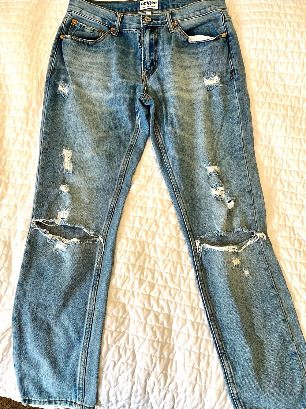 Umgee Women’s Distressed Light Blue Denim Jeans
